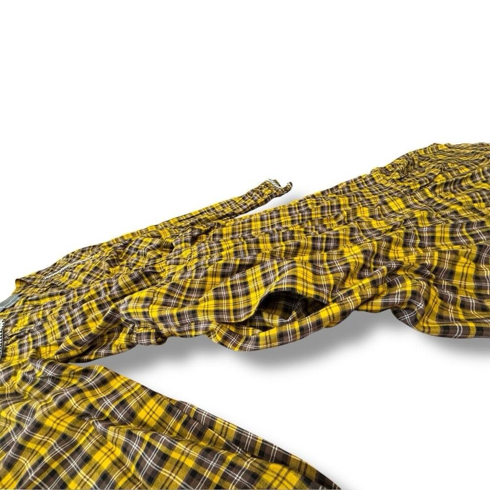 Anthropologie Dalton Wrap Dress Mustard Yellow Midi Tiered Plaid Women’s Size S - Picture 11 of 14